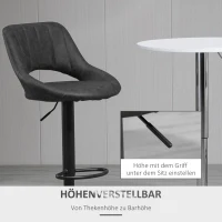 HOMCOM Set van 2 barkrukken, met een lederlook, draaibaar, verstelbaar in hoogte, met een voetensteun, metalen frame, afmetingen in de kleur grijs(m-5)