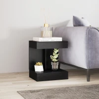 HOMCOM Nachtkastje, Bijzettafel met Lade en Open Opbergruimte, Modern Sofa Tafel met Schap voor Verschillende Ruimtes, Zwart(m-7)