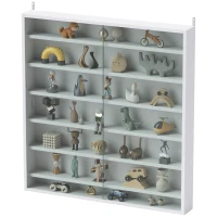 HOMCOM Vitrina de Pared de Madera con Estantes Ajustables y 2 Puertas Correderas de Cristal 80x9,5x83 cm Blanco(m-10)