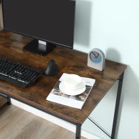 HOMCOM Reversible Computer Desk with Storage Shelves on Left or Right, Industrial Reversible Writing Desk for Home Office, Study, Easy Assembly, 120 x 64 x 121cm, Rustic Brown and Black(m-8)