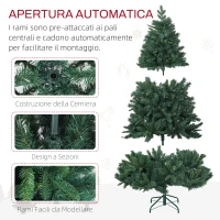 HOMCOM Albero di Natale Artificiale 180cm con 1061 Rami e Base in Metallo, Verde(m-5)