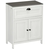 kleankin Bathroom Floor Cabinet, Freestanding Storage Cupboard with Drawer, Double Door Cabinet and Adjustable Shelf, White(m-10)