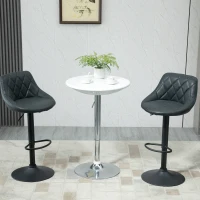 HOMCOM Table de Bar Ronde Mange-Debout Bistro pivotant Hauteur réglable 76-97cm piètement Acier métal chromé Plateau ABS Blanc(m-10)