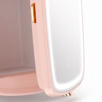HOMCOM Nevera para Cosméticos Pequeña con 6L Capacidad con Puerta con Espejo y Luces LED Ajustables 24,3x19,4x35,6 cm Rosa(m-9)