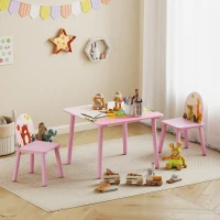 AIYAPLAY Table enfant avec chaise, ensemble table et 2 chaises en bois pour dessiner, jouer, étudier, rose(m-8)