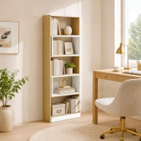 HOMCOM Bibliothèque d'angle rotative 350° à 5 niveaux, étagère de rangement extensible en forme L, 60-111x24x164cm, chêne(m-10)