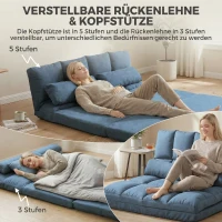 HOMCOM Vloersofa Slaapsofa, opklapbaar, verstelbare rugleuning, 102 cm x 73 cm x 60 cm, Blauw(m-4)