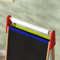 AIYAPLAY 3-in-1 Wooden Kids Easel with Paper Roll, Whiteboard, Chalkboard, Painting Accessories(m-8)
