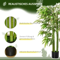 HOMCOM Kunstmatige Bamboeplant, Plastic in Pot, 780 Bladeren, Realistisch Uiterlijk, Weinig Onderhoud, 140 cm, Groen(m-4)