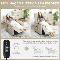 HOMCOM Poltrona Relax com Aquecimento Lombar e Massagem por Vibração Reclinável USB e Função de Memória  82x99x106 cm Bege(m-6)