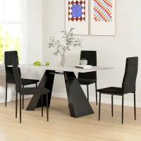 HOMCOM Set van 4 Eetkamerstoelen, Armloos ontwerp, Stofbekleding, Metalen poten, Zwart(m-4)