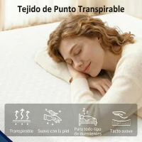 HOMCOM Colchón 190x90 cm Grosor 20 cm Colchón Viscoelástico con Té Verde Firmeza Media Cama Refrescante con Espuma de Gel(m-4)