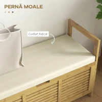 HOMCOM Bancă Pantofar cu Lamele pentru Hol, Design Rabatabil, din Lemn de Bambus, 100x40x60 cm(m-5)