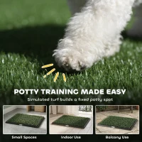 PawHut Dog Grass Pee Pad with Tray, Dog Toilet Tray with 2 Artificial Grass Mats, Portable Puppy Training Toilet(m-4)