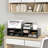 HOMCOM Organiseur bureau aspect noir avec 3 compartiments fournitures support d'imprimante 47 x 40 x 22,5 cm(m-8)