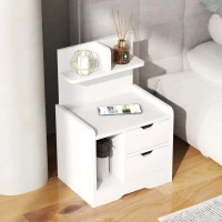 HOMCOM Nachtkastje met 2 Laden, Open Schap, 40x30x60 cm, Wit(m-7)