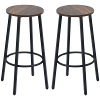 HOMCOM Barkrukset van 2 barstoelen in industrieel design, metalen frame, voetsteun, 42 x 42 x 65 cm(m-10)
