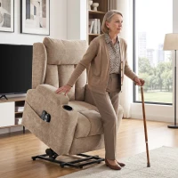 HOMCOM Power Lift Recliner Chair with Vibration Massage and Heat, Chenille Riser and Recliner Armchair for Elderly, Brown(m-2)