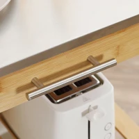 HOMCOM Carrello da Cucina in Bambù con Piano in Acciaio Inox, Cassetto e Mensole a Doghe, Legno(m-9)