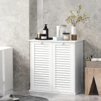 HOMCOM wasmandkast, 2 kantelbare wascontainers, 2 lamellendeuren, 70 x 38 x 73 cm, wit(m-7)