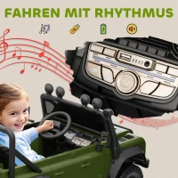 AIYAPLAY Kinder Elektroauto, 12V batterij-aangedreven, afstandsbediening, muziekfunctie, toeter, LED-lampen, Groen(m-9)