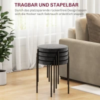 HOMCOM Keukenkrukken 4-stuks Set, Stapelbaar, Fluweeloptiek, tot 100kg, Metalen Frame, 41,5 x 41,5 x 46 cm, Donkergrijs(m-5)