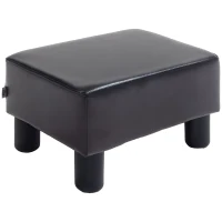 HOMCOM Hocker met stoffen bekleding in kunstlederlook, tot 100 kg, koffie, 40 x 30 x 24 cm(m-11)