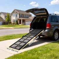 PawHut Rampa Plegable para Perros en Acero Escalera para Perros con Superficie Antideslizante Carga 180 kg 191x50x4 cm Negro(m-3)