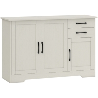 HOMCOM Mobilier Bucătărie cu 2 Sertare și 3 Dulapuri, Polițe Reglabile, 120 x 38 x 79 cm, Crem