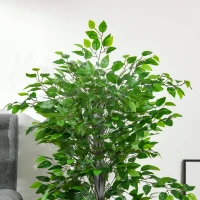 HOMCOM Kunstboom, ficus kunstplant, realistische uitstraling, cementpot, 135 cm, onderhoudsarm, kunststof, groen(m-7)