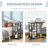 HOMCOM bijzettafel salontafel met wielen(m-4)