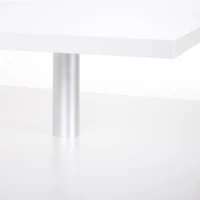 HOMCOM Coffee Table with Storage, 2-Tier Centre Table, Modern Living Room Table with Open Shelf and Aluminium Poles, White(m-9)