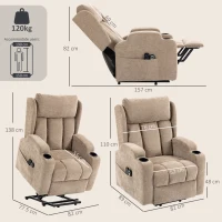 HOMCOM Power Lift Recliner Chair with Vibration Massage and Heat, Chenille Riser and Recliner Armchair for Elderly, Brown(m-3)