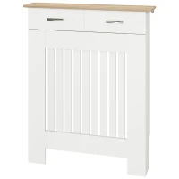 HOMCOM Copritermosifone a Doghe Antiribaltamento con Cassetto, in Legno, 78x19x97 cm, Bianco(m-11)