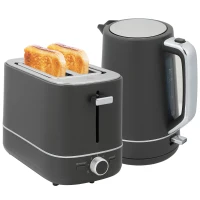 HOMCOM Set van 1,7 L waterkoker en toaster met 6 bruiningsniveaus, Grijs(m-11)