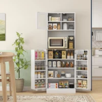 HOMCOM Alacena de Cocina con 3 Puertas Estantes Ajustables y Estantes en la Puerta para Comedor Salón 60x35x169 cm Blanco(m-2)