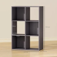 HOMCOM 6-Cube Bookshelf - Grey(m-3)