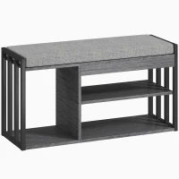 HOMCOM Schoenenrek met schoenenbank, entree rek voor schoenen, schoenenkast met drievoudig ontwerp, voor hal, entree, woonkamer, slaapkamer, Grijs(m-1)