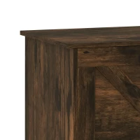HOMCOM 127L Home Storage Box, with Safety Hinges - Rustic Brown Wood-Effect(m-12)