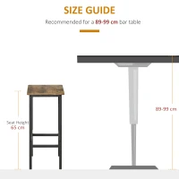 HOMCOM Industrial Bar Stools, Set of 2 Kitchen Breakfast Bar Chairs with Footrest, Counter Height Island Stools for Dining Area, Home Pub, Rustic Brown(m-7)