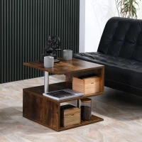 Salontafel bijzettafel koffietafel theetafel houtnerf metaal bruin(m-2)