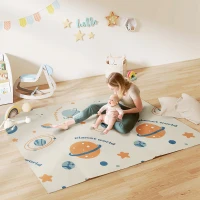 AIYAPLAY Tappeto per Bambini 0-6 Anni a Tema Spazio con Superficie Impermeabile in XPE Multicolore, 196x176x1.5 cm(m-2)