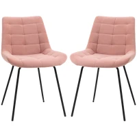 HOMCOM Set van 2 Eetkamerstoelen, Accentstoelen, Keukenstoelen, Retro-Design, Fluweelachtige uitstraling, 50 cm x 61 cm x 79 cm, Roze(m-10)