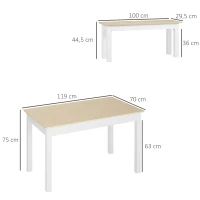 HOMCOM Ensemble table à manger 3 pièces avec 2 bancs encastrables pour 4-6 personnes style contemporain panneaux de particules(m-3)