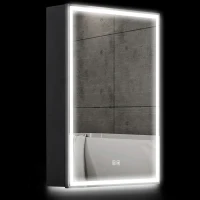 HOMCOM LED Spiegelkast voor Badkamer, 50 x 70 cm, Dimbaar, Anti-Beslag, Zwart(m-11)