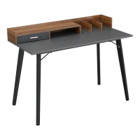 HOMCOM Small Computer Desk with Monitor Stand, Drawer and Storage Compartments, Home Office Desk for Small Spaces, Study Table, Black(m-10)