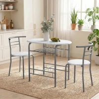 HOMCOM Three-Piece Compact Dining Set - White Marble Effect(m-7)