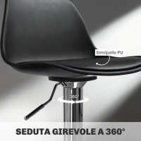 HOMCOM Set 2 Sgabelli da Bar con Schienale e Poggiapiedi, in PP, Pelle PU e Acciaio, 41x42x82-104 cm, Nero(m-6)