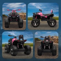 HOMCOM Quad Eléctrico para Niños 12V Quad para Niños de 3–5 Años con 2 Motores Suspensión 3–8 km/h Música Faros LED USB Rosa(m-9)