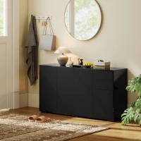 HOMCOM Buffet meuble de rangement 2 tiroirs coulissants 4 portes étagère réglable panneaux de particules 140 x 36 x 74 cm noir(m-9)